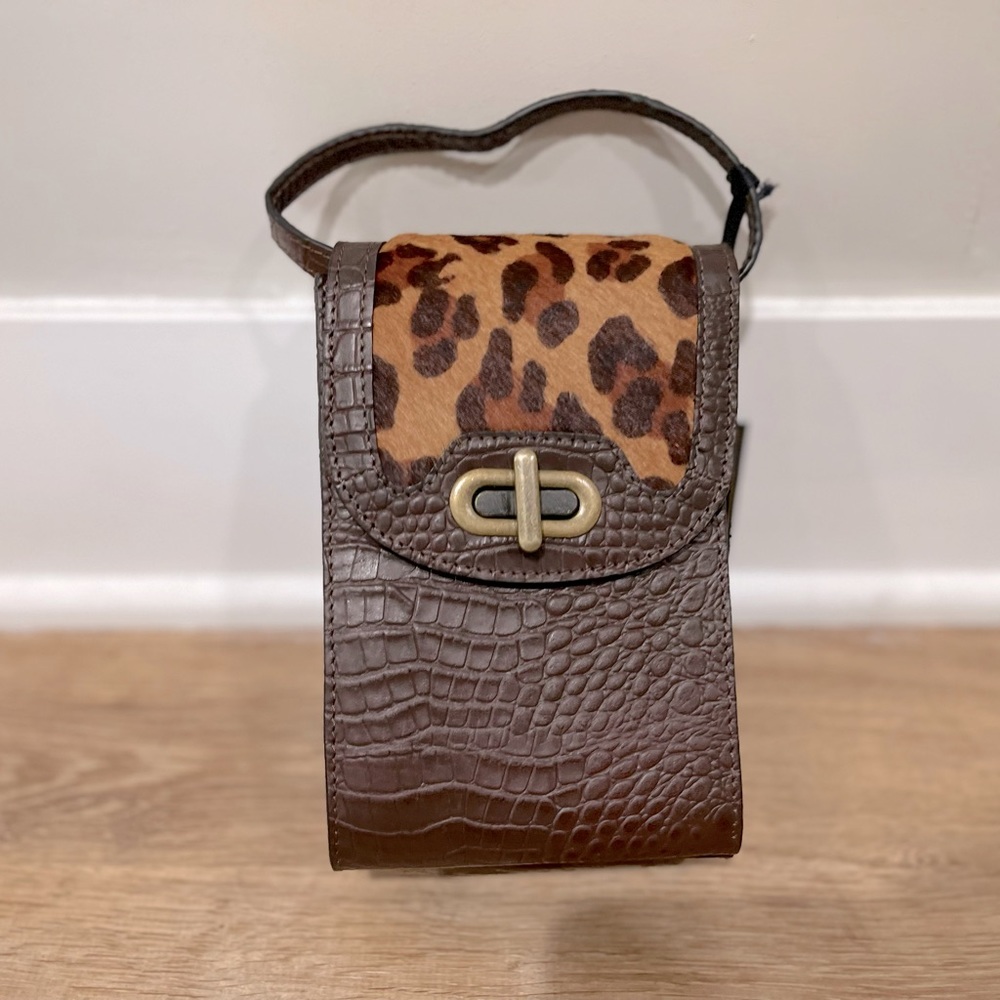 Sharif Brown and Tan Crossbody Bag